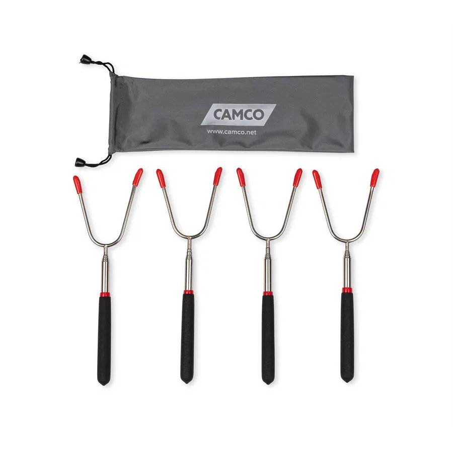 44015 – CAMCO Campfire Roasting Fork, Extendable Up To 34 Inch Length Holds Up to 4 Hot Dogs Pack Of 4